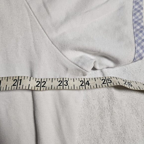 Womens Gingham XL White Blue Cottagecore Blouse Embroidered Butterflies Floral - Picture 9 of 10